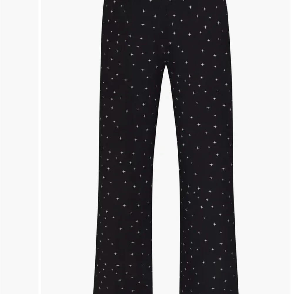 Skims Star Print Ribbed Wide-Leg Pants
